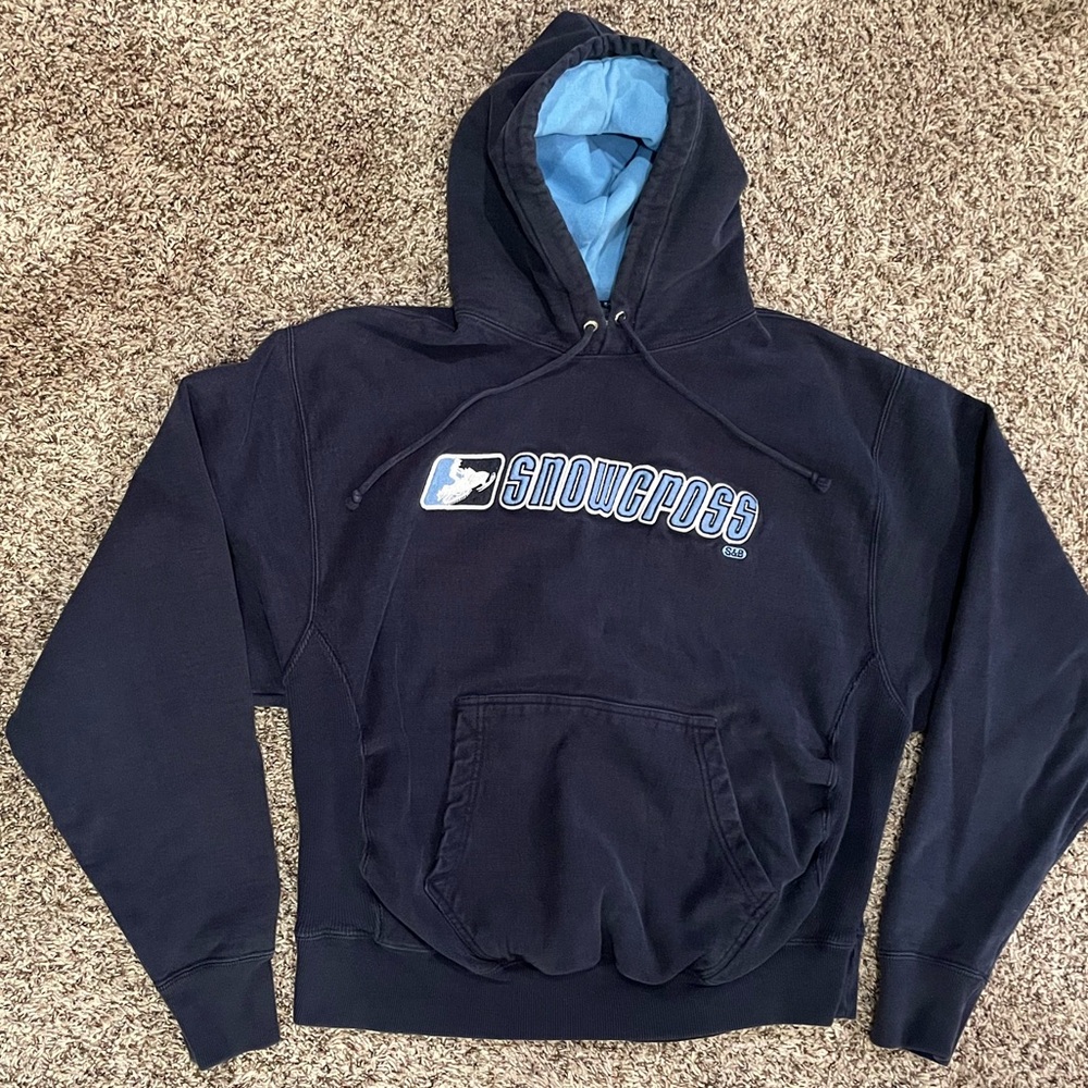 Snowcross Steve & Barry’s Unisex Sweatshirt Hoodie Navy Blue Snowmobiling